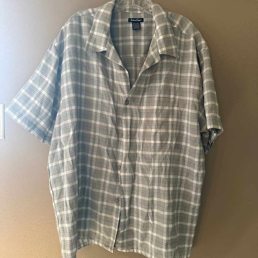 Gray and White Casual Button Down Shirt